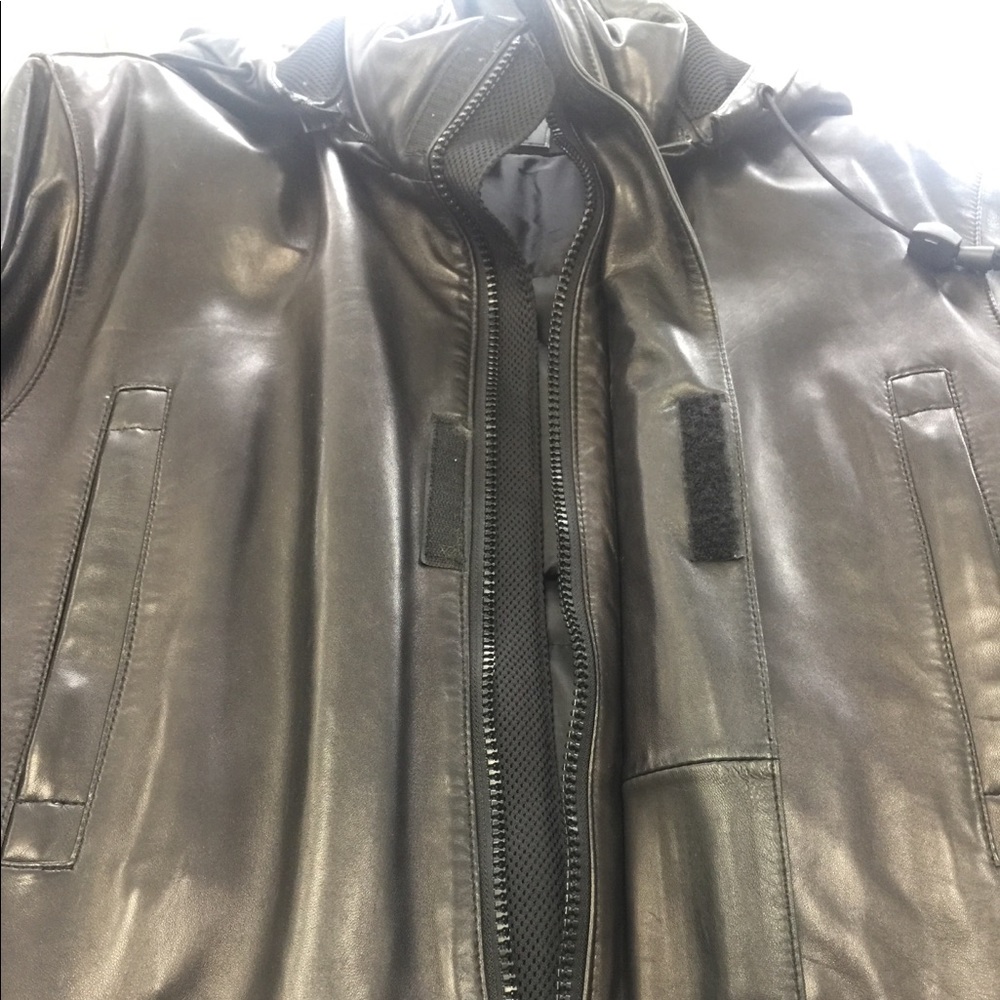 Man leather with DOWN coat excellent condition
